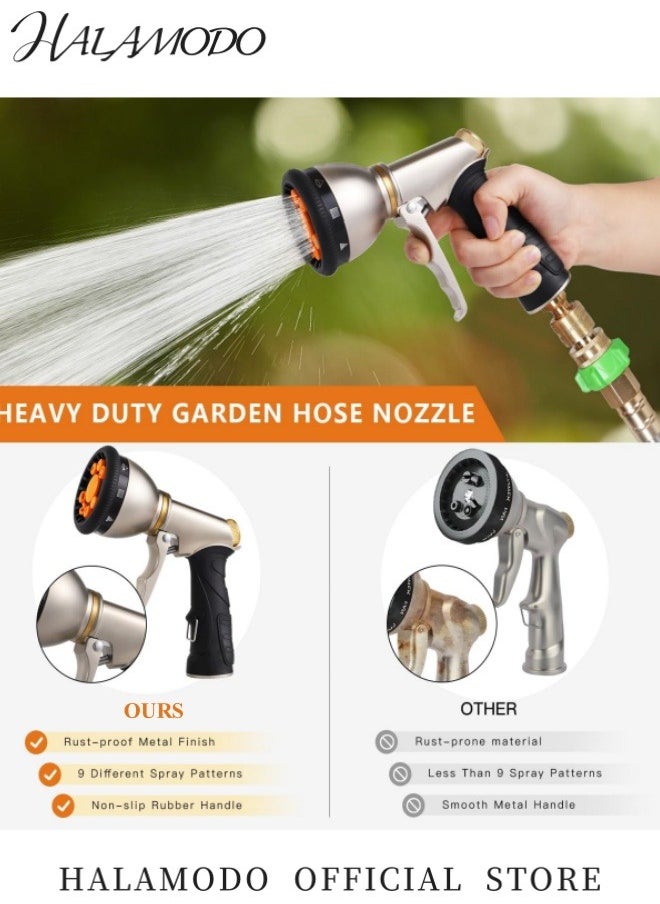 HALAMODO Garden Hose Nozzle Heavy Duty with 9 Spray Patterns Durable Spray Nozzles for Garden Hose & Water Plants & Dog Wash -High-Pressure Water Hose Nozzle, Easy-to-Use Nozzles for Water Hoses  - Image 4
