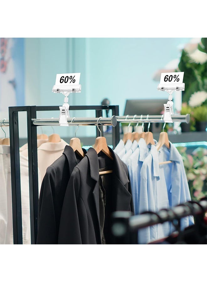 HY 6 Pieces Plastic Merchandise Sign Clip Rotatable Sign Clips Rotatable Double Clip Merchandise Sign Display Rotatable Merchandise Sign Display Mini Clip Tag Holders for Business Cards (Transparent) - Image 5