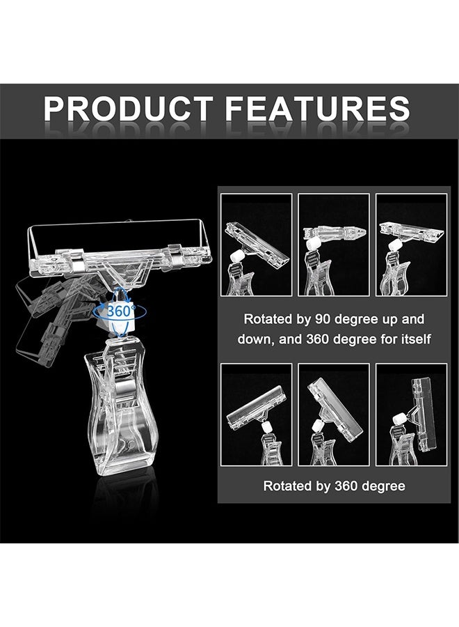 HY 6 Pieces Plastic Merchandise Sign Clip Rotatable Sign Clips Rotatable Double Clip Merchandise Sign Display Rotatable Merchandise Sign Display Mini Clip Tag Holders for Business Cards (Transparent) - Image 3