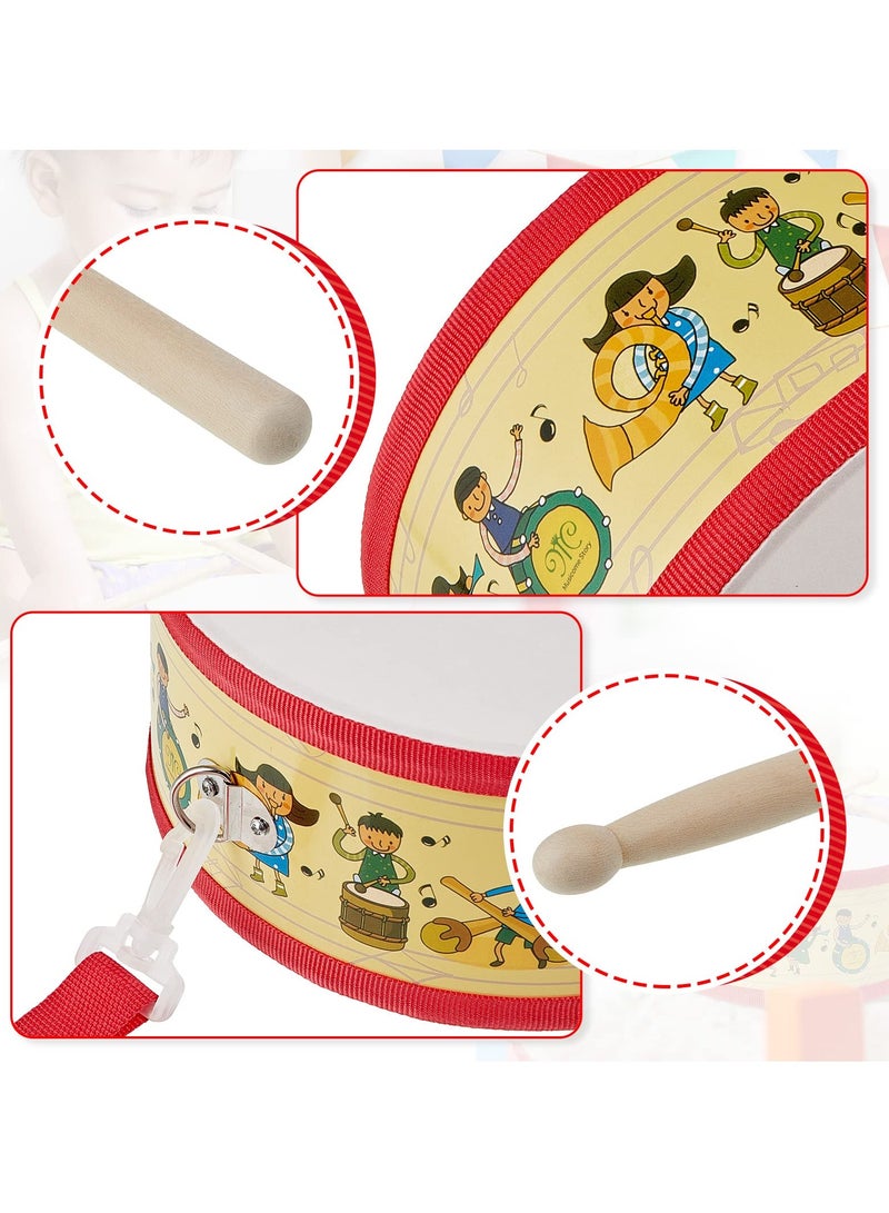 SYOSI Kids Drum Set, 7.87 in Wooden Toy Drum with Adjustable Strap and 2 Drumsticks, Educational Sensory Musical Instrument for Toddlers, Kids, Baby Toy Gift  - Image 3