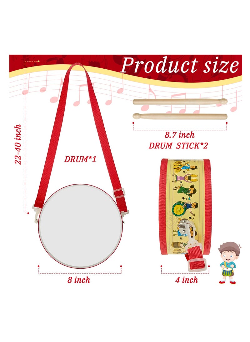 SYOSI Kids Drum Set, 7.87 in Wooden Toy Drum with Adjustable Strap and 2 Drumsticks, Educational Sensory Musical Instrument for Toddlers, Kids, Baby Toy Gift  - Image 2