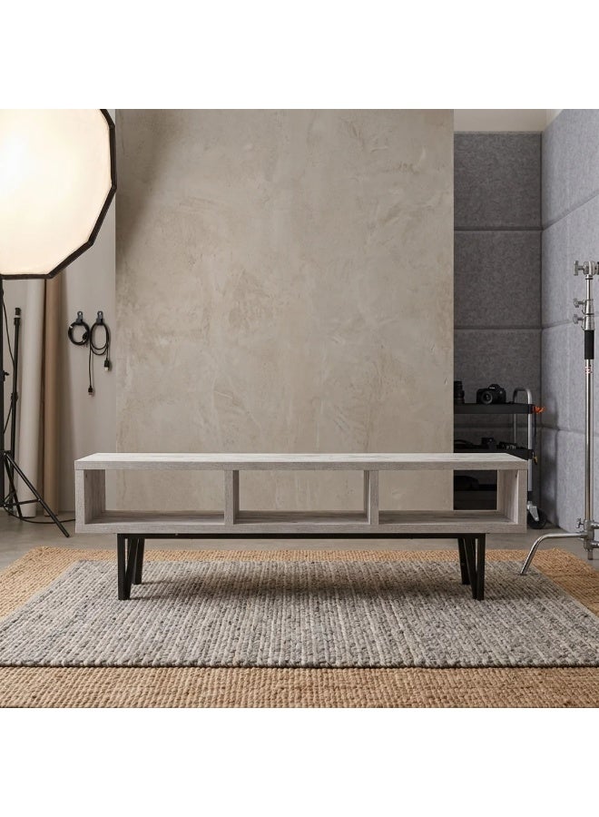AL Hadaya Mall Luxurious Classic Design Wooden Plasma TV Table Grey 160x30x50 cm Media Unit Stand Furniture for Living Room - Image 2