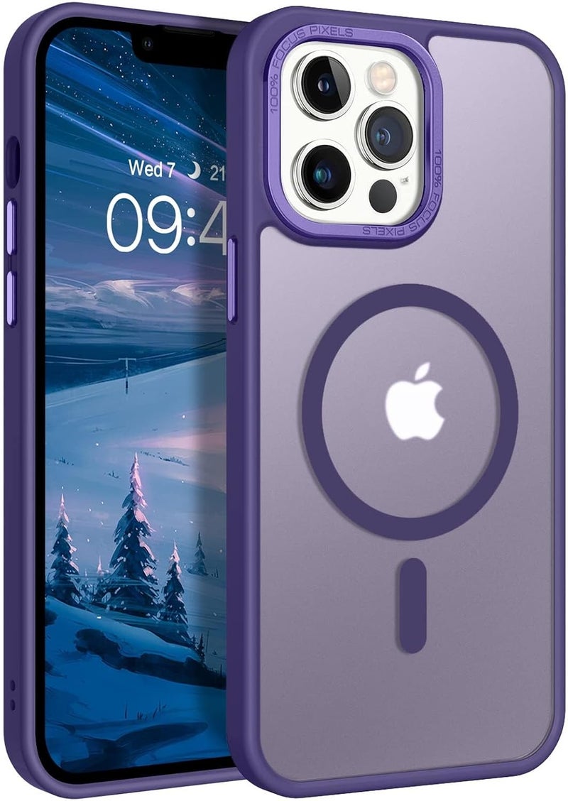 Eligo Magnetic Case For Iphone 12 Pro Max, Compatible With Magsafe Shockproof Protection Cover, Translucent Matte Phone Case With Strong Magnet, Slim Case For Apple 12 Pro Max 6.7 Inch 2020 Purple - Image 1