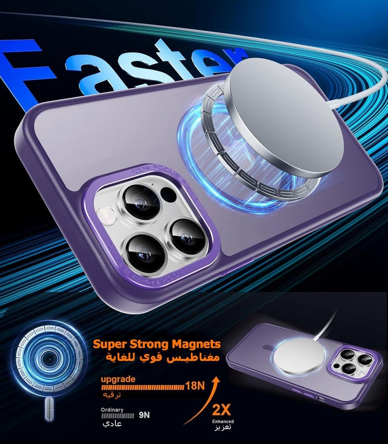 Eligo Magnetic Case For Iphone 12 Pro Max, Compatible With Magsafe Shockproof Protection Cover, Translucent Matte Phone Case With Strong Magnet, Slim Case For Apple 12 Pro Max 6.7 Inch 2020 Purple - Image 2