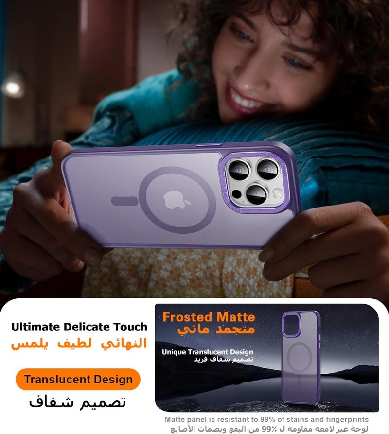 Eligo Magnetic Case For Iphone 12 Pro Max, Compatible With Magsafe Shockproof Protection Cover, Translucent Matte Phone Case With Strong Magnet, Slim Case For Apple 12 Pro Max 6.7 Inch 2020 Purple - Image 5