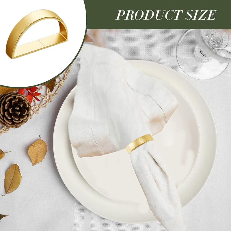 GERILKAI 8 Pcs Matt Gold Napkin Rings - Metal Napkin Ring,Stainless Steel Napkin Rings for Table Settings Wedding Christmas Party Dinner Table(Semicircle) - Image 3