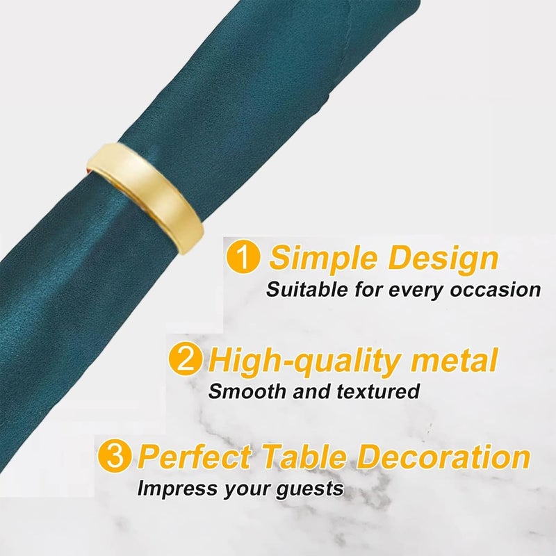 GERILKAI 8 Pcs Matt Gold Napkin Rings - Metal Napkin Ring,Stainless Steel Napkin Rings for Table Settings Wedding Christmas Party Dinner Table(Semicircle) - Image 4