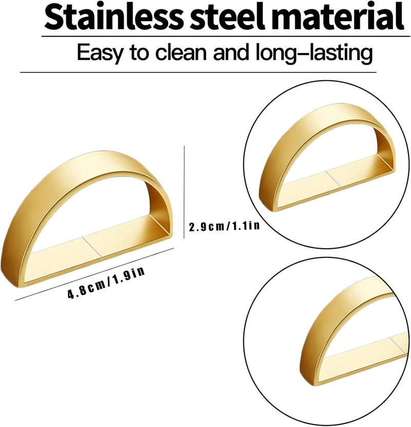 GERILKAI 8 Pcs Matt Gold Napkin Rings - Metal Napkin Ring,Stainless Steel Napkin Rings for Table Settings Wedding Christmas Party Dinner Table(Semicircle) - Image 2