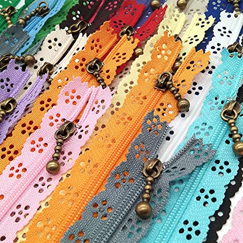 LNKA Lace Zippers 25CM(9.8inch) Novelty 20pcs/Pack 3# End Zipper DIY Nylon Coil Flower Zipper for DIY Sewing Dress Tailor Craft Bed Bag Random Color - Image 1