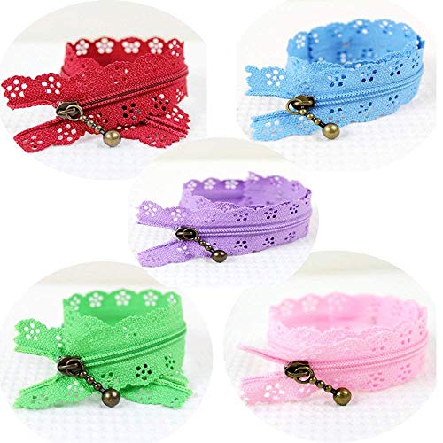 LNKA Lace Zippers 25CM(9.8inch) Novelty 20pcs/Pack 3# End Zipper DIY Nylon Coil Flower Zipper for DIY Sewing Dress Tailor Craft Bed Bag Random Color - Image 4