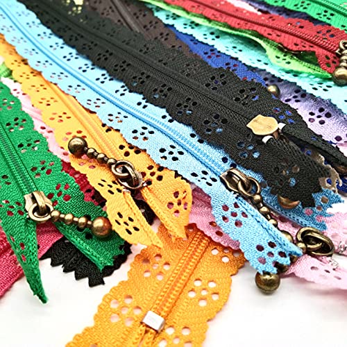 LNKA Lace Zippers 25CM(9.8inch) Novelty 20pcs/Pack 3# End Zipper DIY Nylon Coil Flower Zipper for DIY Sewing Dress Tailor Craft Bed Bag Random Color - Image 2