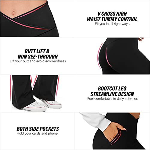 HEGALY Women's Flare Yoga Pants with Pockets - Crossover Flare Leggings High Waisted Tummy Control Gym Workout Sweatpants - Image 3