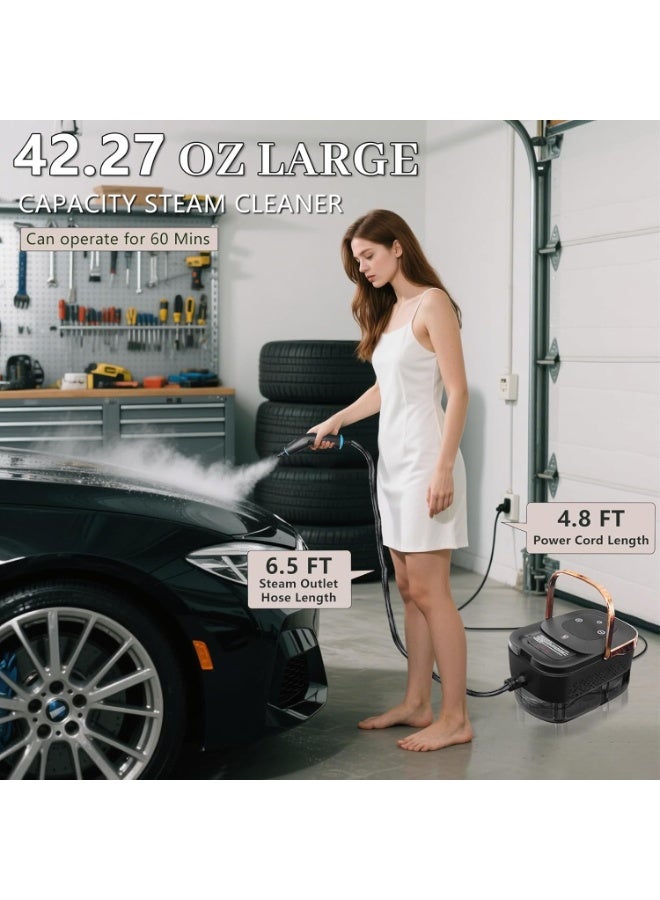 2500W Pressurized Steam Cleaner with 1.25L Water Tank and 12 Attachments, Portable Steamer for Home, Car & Kitchen - Image 5