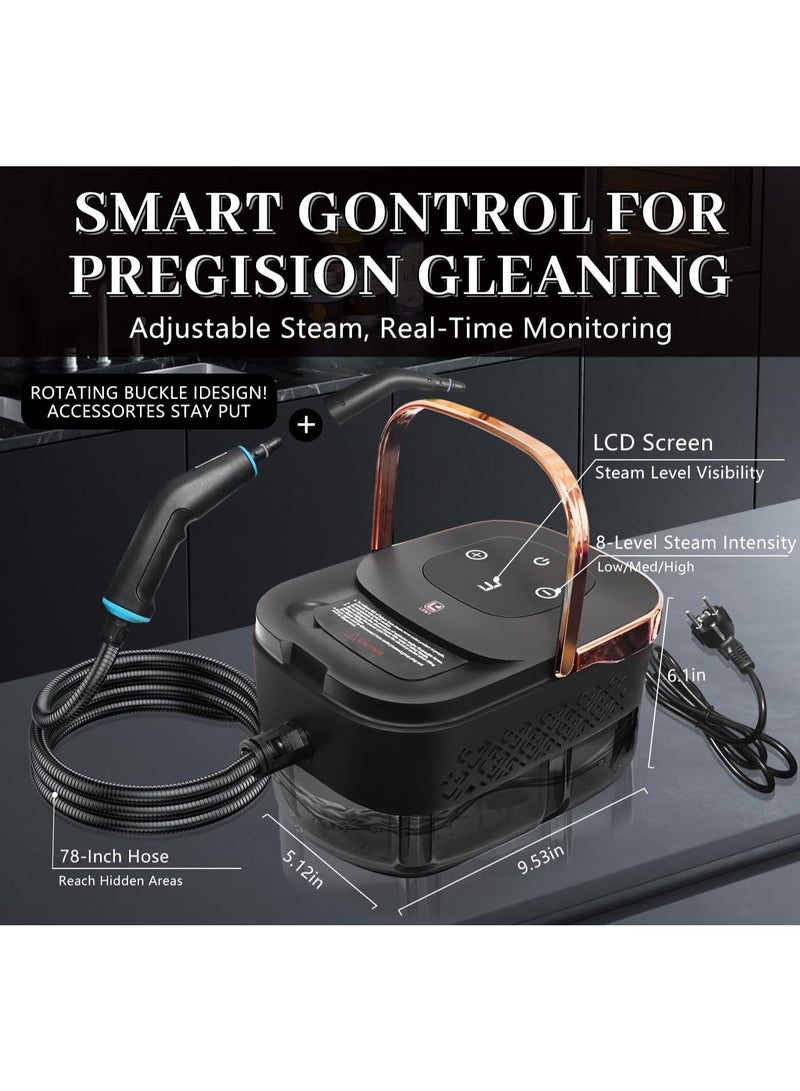 2500W Pressurized Steam Cleaner with 1.25L Water Tank and 12 Attachments, Portable Steamer for Home, Car & Kitchen - Image 2