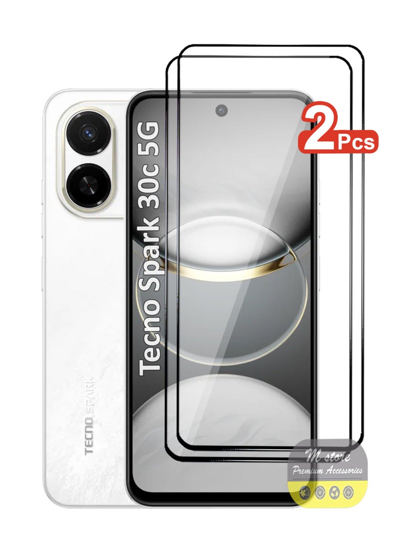 2 Pieces Tecno Spark 30C 5G Screen Protector – Edge to Edge Tempered Glass Screen Protector, High Transparency, Delicate Touch, Anti-Explosion, Smooth Arc Edges, Easy Installation - Image 1