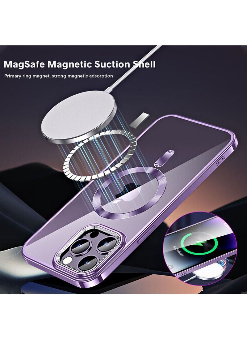 Color Fans - Slim Magnetic Clear Phone Case MagSafe Cover For iPhone 14 Pro 6.1 Inch Purple - Image 1
