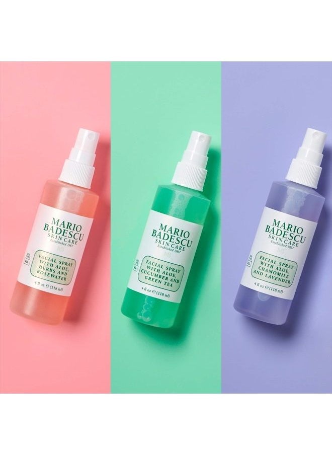 MARIO BADESCU - Spritz Mist and Glow Facial Spray Trio Collection with Cucumber, Rose Water and Lavender, Multi-Purpose Cooling and Hydrating Face Mist for All Skin Types, 4 Fl Oz (Pack of 3) - Image 1
