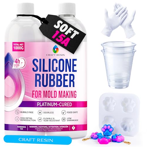 CRAFT RESIN Silicone Mold Making Kit 34 Oz22 lbs Platinum Liquid Silicone Rubber for Resin Casting Mold Maker 11 Mix Ratio Shore 15A BubbleFree Silicone Kit for Molds Soap Candle Molding - Image 1