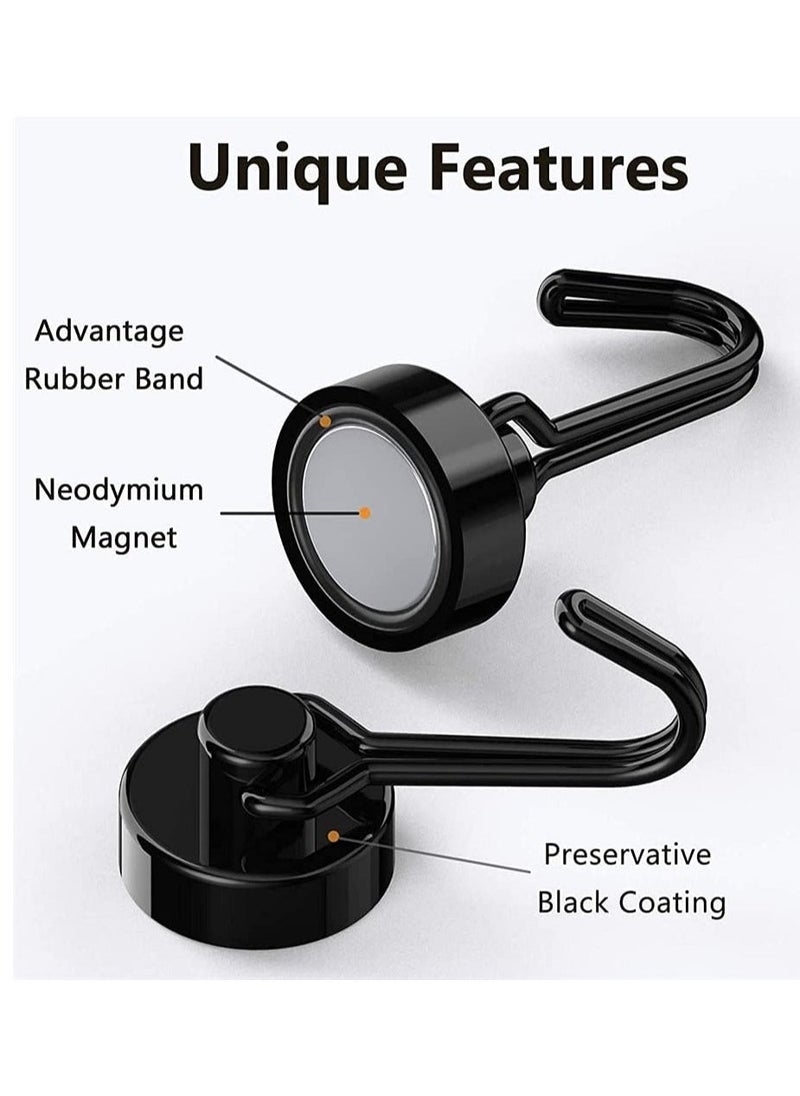 Magnetic Hooks, Heavy Duty Strong Neodymium Magnet Hook 30 Lbs with Rust Proof for Indoor Outdoor Hanging, Refrigerator, Grill, Kitchen, Key Holder, Locker, Classroom, Black, Pack of 8  - Image 3