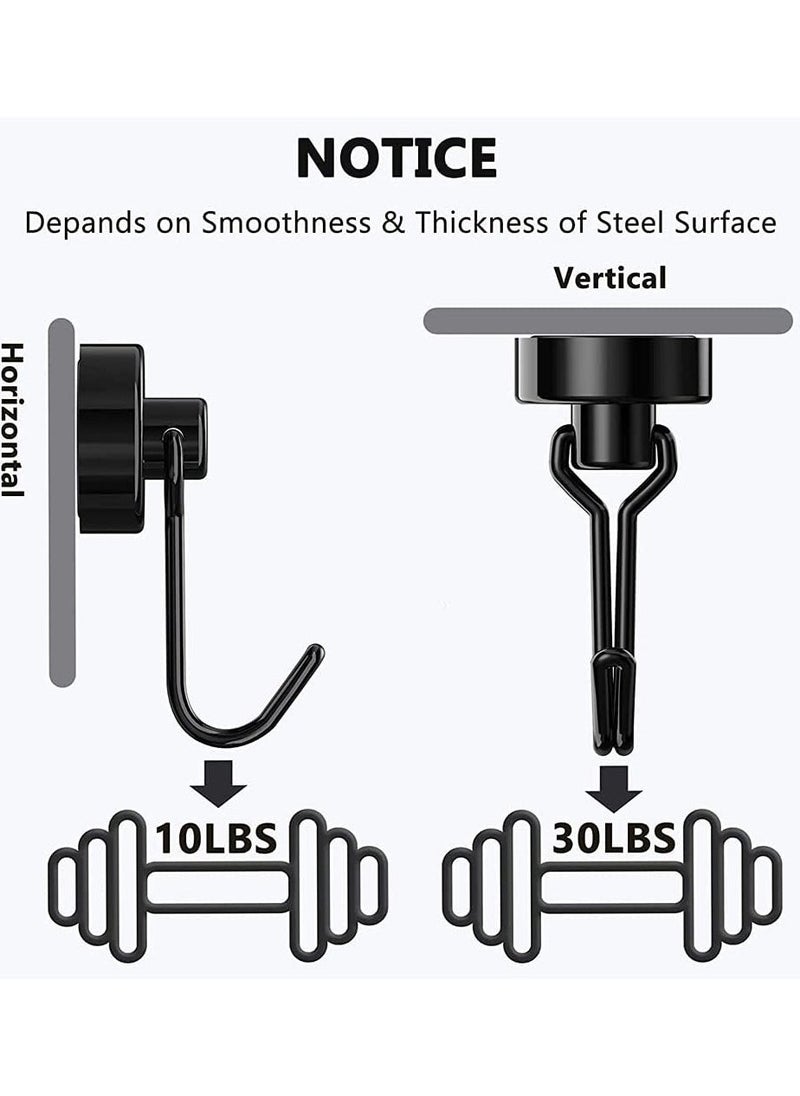 Magnetic Hooks, Heavy Duty Strong Neodymium Magnet Hook 30 Lbs with Rust Proof for Indoor Outdoor Hanging, Refrigerator, Grill, Kitchen, Key Holder, Locker, Classroom, Black, Pack of 8  - Image 4