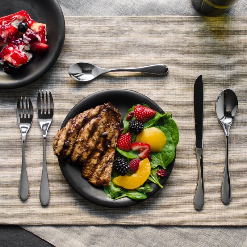 Knork مجموعة أدوات مائدة من الفولاذ المقاوم للصدأ 45 قطعة أنيقة ومتينة للاستخدام اليومي لخدمة 8 أشخاص - Image 3
