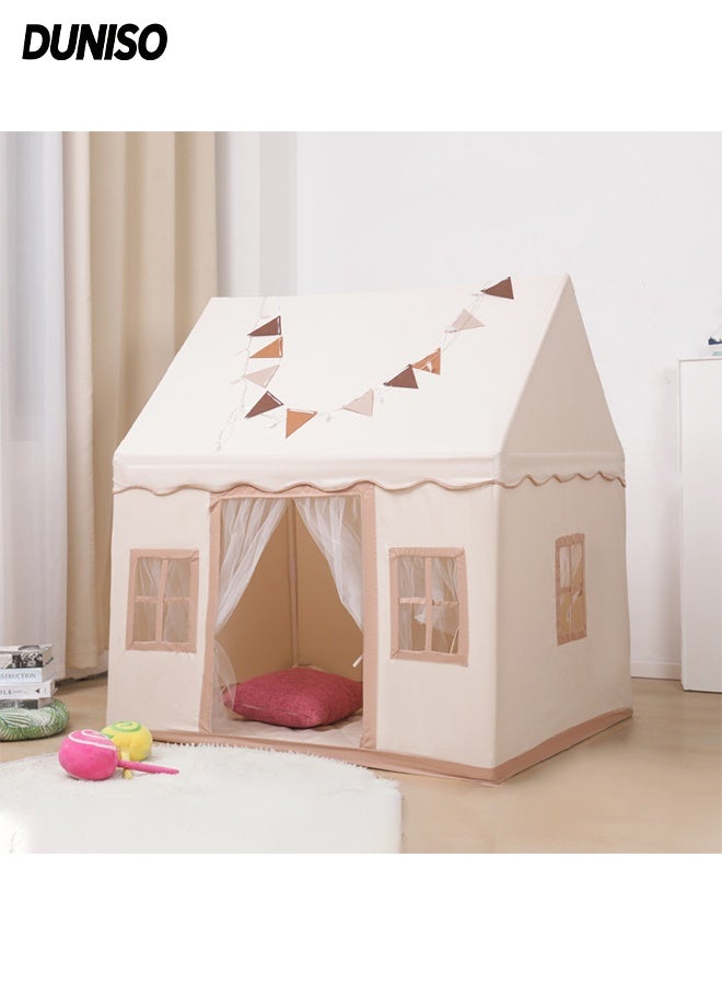 DUNISO Kids' Play Tents，Kids Playhouse with Mat LED Star Lights，Large Kids Tent House Indoor，Washable Foldable，for Girls Boys - Image 1