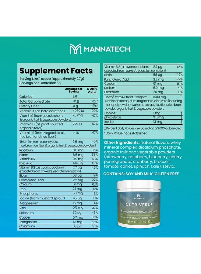 Mannatech NutriVerus Glyconutritional Supplement, 5.3oz/150g with Naturally Sourced Vitamin A, Vitamin C, Vitamin B Complex and Vitamin D. Rich in Antioxidants Supplement and Promotes Immune Support Supplement - Image 2