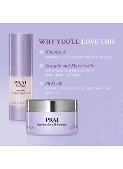 PRAI Beauty Ageless Hydrating and Anti-Aging Eye Cream + Eye Serum Kit | Ageless Eye D-Crease and Ageless Eye Tight Uplift Serum | Under Eye Cream for Instantly Ageless Eyes | Eye Serum for Upper Eyes  - Image 3