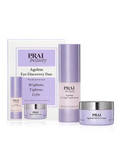 PRAI Beauty Ageless Hydrating and Anti-Aging Eye Cream + Eye Serum Kit | Ageless Eye D-Crease and Ageless Eye Tight Uplift Serum | Under Eye Cream for Instantly Ageless Eyes | Eye Serum for Upper Eyes  - Image 1