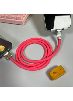 Liquid Silicone Magic Color Luminous Head Data Cable 120W Fast Charging Cable For Huawei For Xiaomi OPPO For Iphone 15 Mobile Phone-Color:1.5 M [USB To For Iphone 12w]]-Model:Pitaya Color Silicone Magic Color Gradient Hair Light [Firefly Shell]]