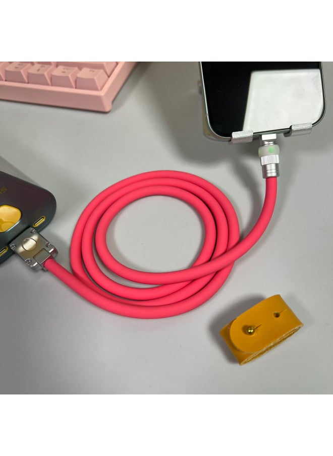 Generic - Liquid Silicone Magic Color Luminous Head Data Cable 120W Fast Charging Cable For Huawei For Xiaomi OPPO For Iphone 15 Mobile Phone-Color:1.5 M [USB To For Iphone 12w]]-Model:Pitaya Color Silicone Magic Color Gradient Hair Light [Firefly Shell]] - Image 1