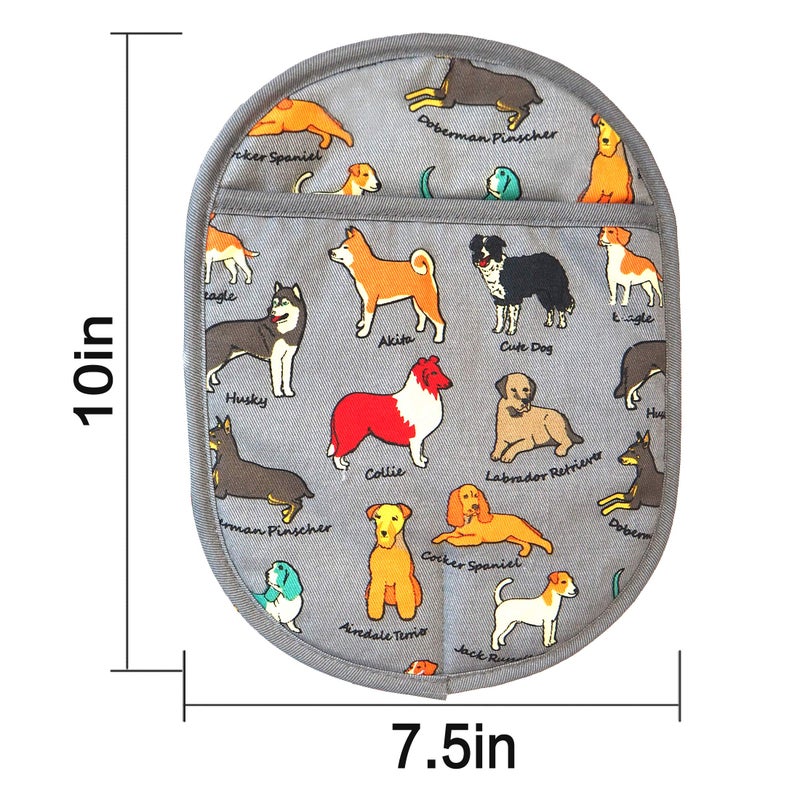 RED LMLDETA Pot Holders Set of 2 with Transparent Clear Silicone Shell and Nice Dog Printing Cotton Lining  Heat Resistant to 500 F Kitchen Oven Gloves Pot Holder for Cooking (Dog Flower  Potholders) - Image 3
