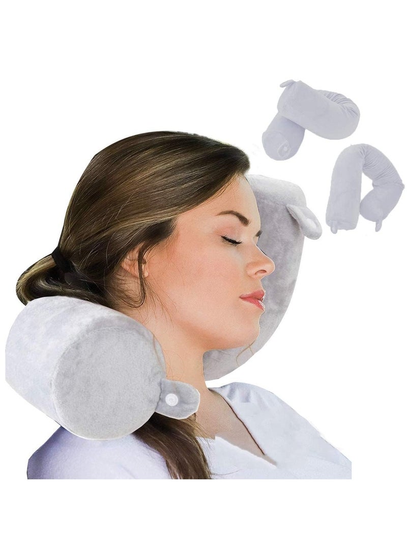 Arabest - Twist Memory Foam Travel Pillow, Neck Pillow for Neck, Chin, Lumbar and Leg Support Pain Relief, Adjustable Pillow for Airplane, Car, Home (Grey) - Image 1