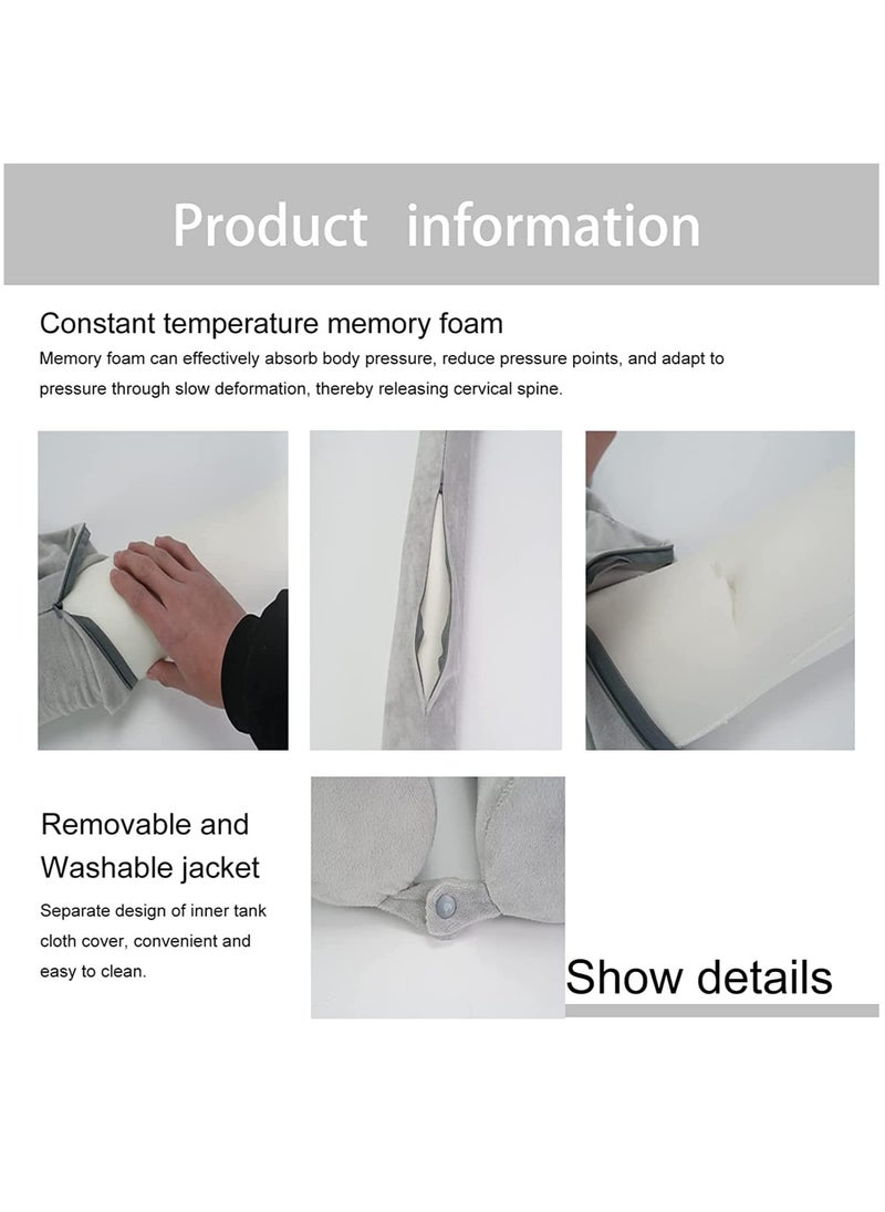 Arabest - Twist Memory Foam Travel Pillow, Neck Pillow for Neck, Chin, Lumbar and Leg Support Pain Relief, Adjustable Pillow for Airplane, Car, Home (Grey) - Image 1