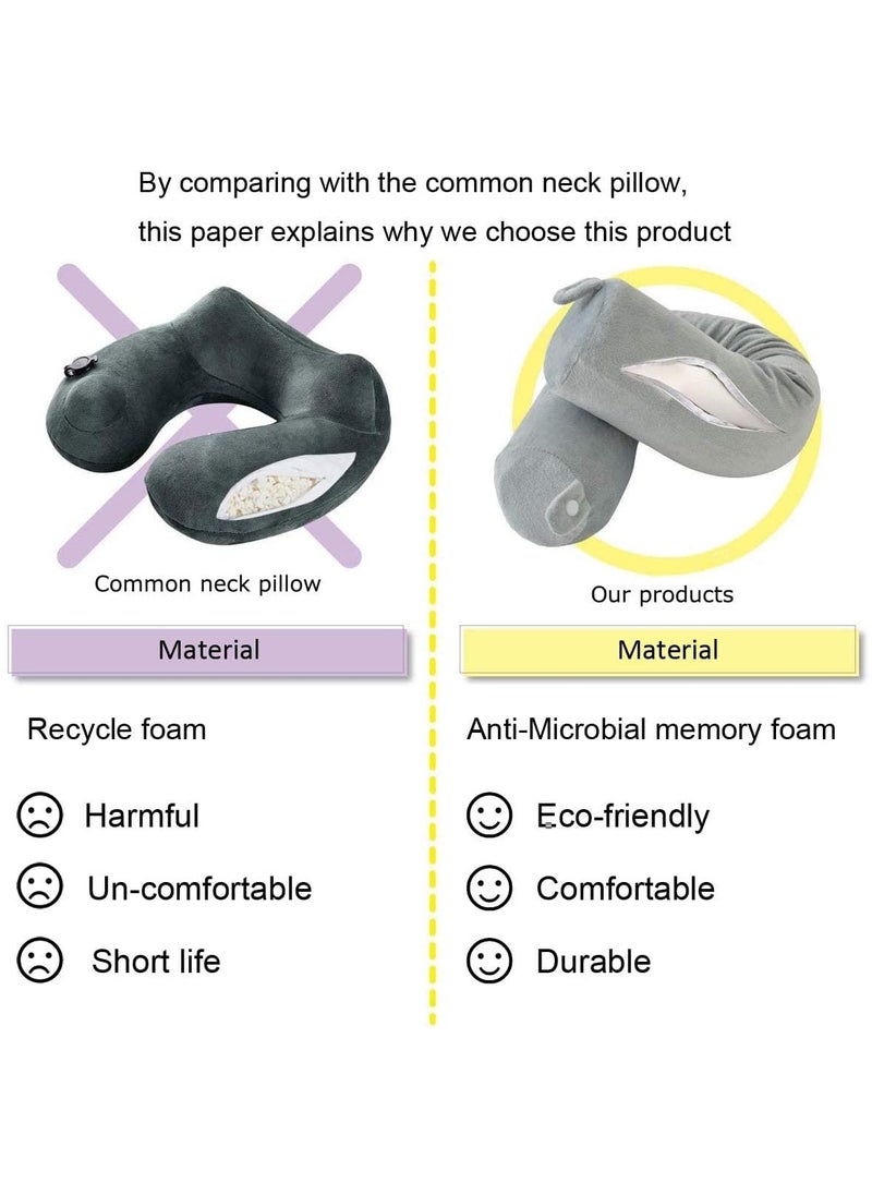 Arabest - Twist Memory Foam Travel Pillow, Neck Pillow for Neck, Chin, Lumbar and Leg Support Pain Relief, Adjustable Pillow for Airplane, Car, Home (Grey) - Image 1