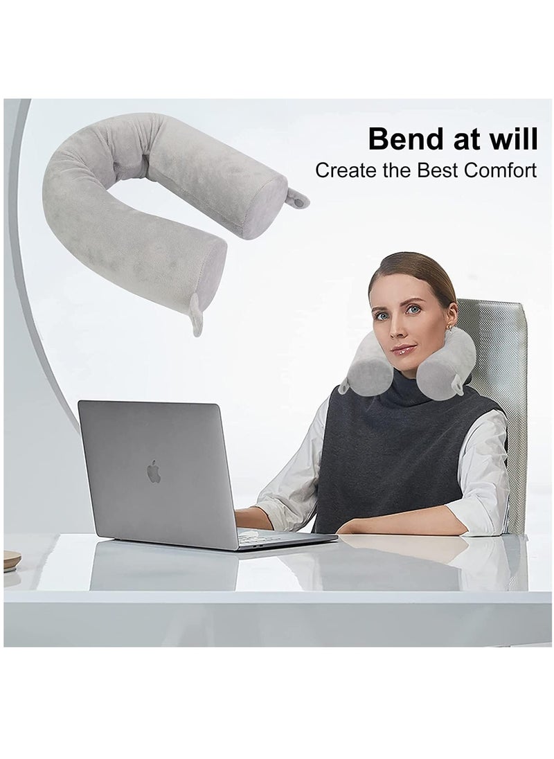Arabest - Twist Memory Foam Travel Pillow, Neck Pillow for Neck, Chin, Lumbar and Leg Support Pain Relief, Adjustable Pillow for Airplane, Car, Home (Grey) - Image 1