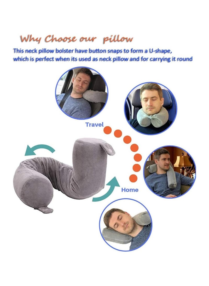 Arabest - Twist Memory Foam Travel Pillow, Neck Pillow for Neck, Chin, Lumbar and Leg Support Pain Relief, Adjustable Pillow for Airplane, Car, Home (Grey) - Image 1