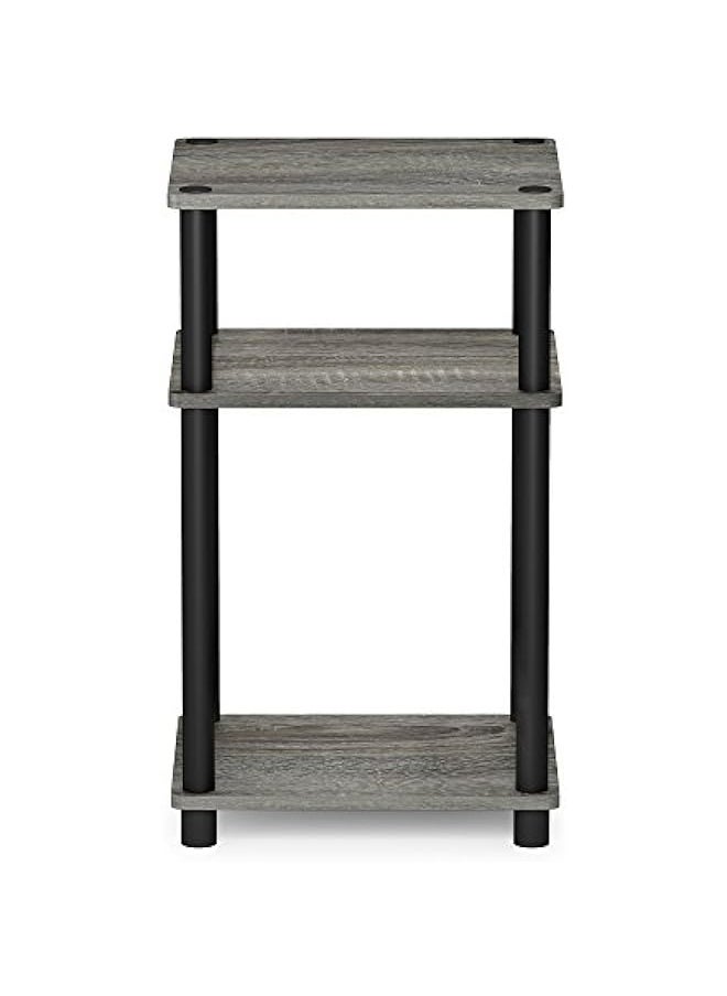 dida-cosmos - Just 3-Tier Turn-N-Tube End Table / Side Table / Night Stand / Bedside Table with Plastic Poles, 1-Pack, French Oak Grey/Black - Image 1
