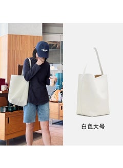 The Row Leather Bucket Bag New Large Capacity Beige large first layer cowhide can hold 14-inch laptop
