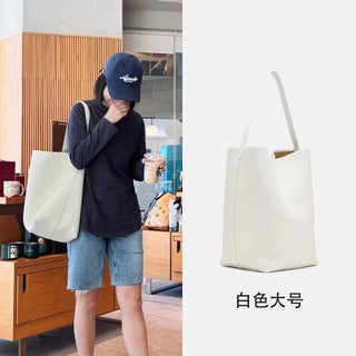 The Row Leather Bucket Bag New Large Capacity Beige large first layer cowhide can hold 14-inch laptop - pzsku/Z794C25841E8679733F6AZ/45/1746215565/3c94656c-8b86-4d0c-932b-521362bf42a9