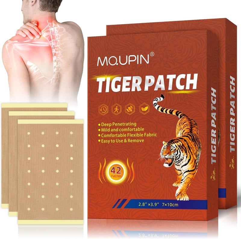 MQUPIN 84 قطعة لاصقات النمر الصينية لآلام الظهر - قوة فائقة لعضلات ومفاصل الركبة والكتف والرقبة - Image 1
