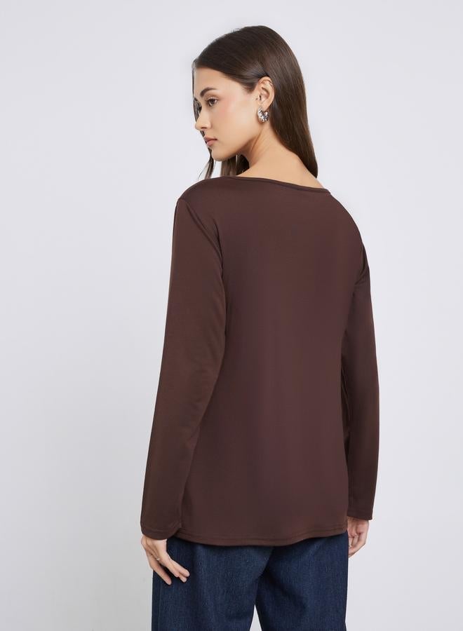 Styli Solid Loose Knitted Top with Drawstrings - Image 4