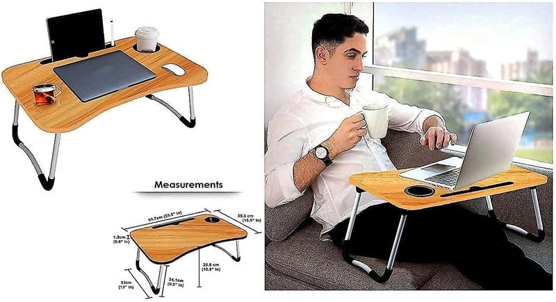 PALAK Foldable Wooden Mini Laptop Table for Bed, Smart Study Table with Drawer Kids & Adults (US-COTTEDS .Wood.B2) - Image 2