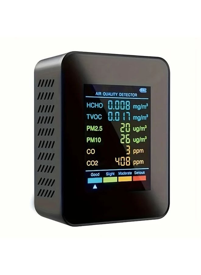 Black Air Quality Meter Monitor Co2 Tvoc Formaldehyde Temperature Humidity - Image 1