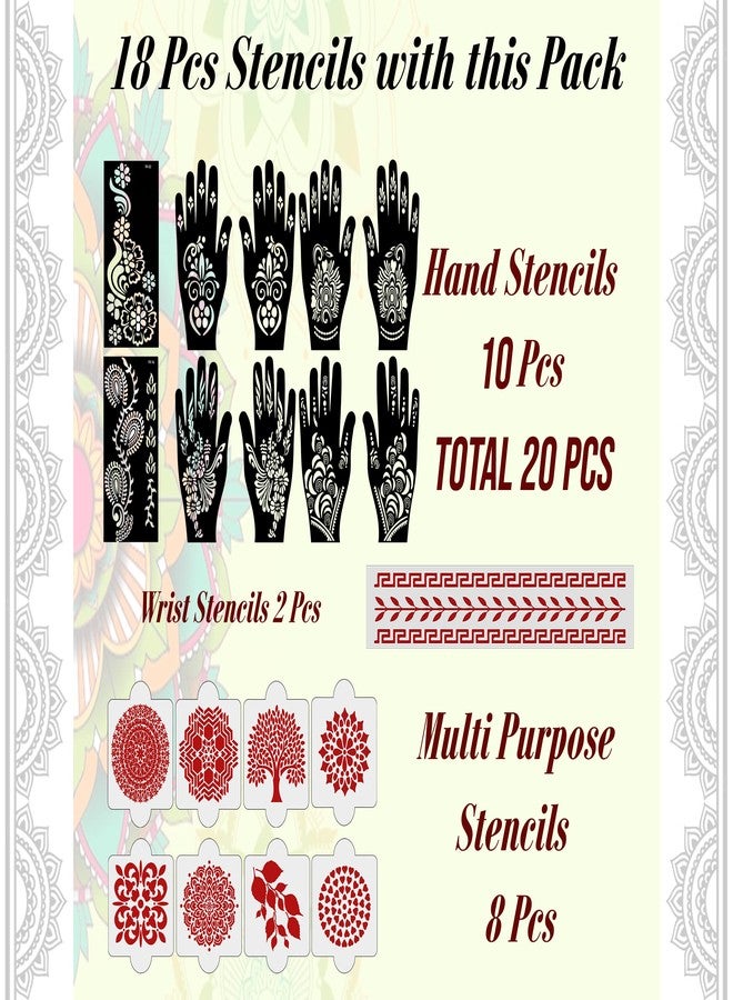 Ivana's Set of 20 Pcs Combo Pack, Reusable Mehandi Design Stencil Reusable Latest Mehandi Design Stencils for Girls, Women, Kids & Teen, D-2069 - Image 4