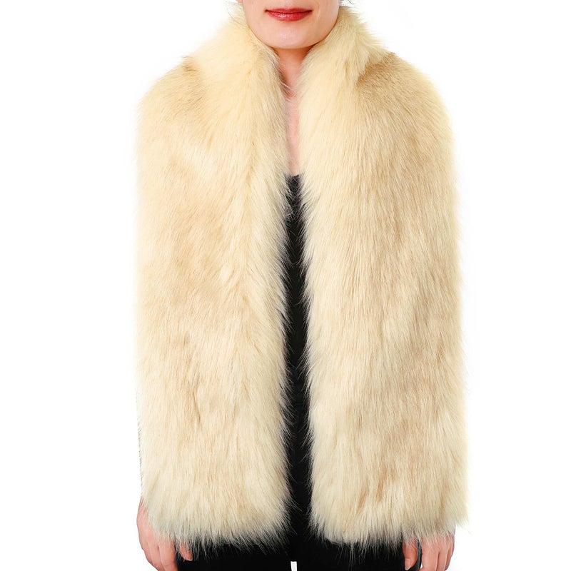 Dikoaina Women's Winter Fake Faux Fur Scarf Wrap Collar Shawl Shrug - Image 2