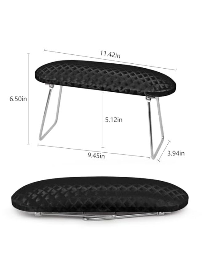 krofaue Nail Arm Rest Cushion Professional Hand Rest for Nails Tech Black Microfiber Leather Nail Rest Stand for Acrylic Nails Folding Hand Holder for Nails Pedicure Salon Home Use - Image 3