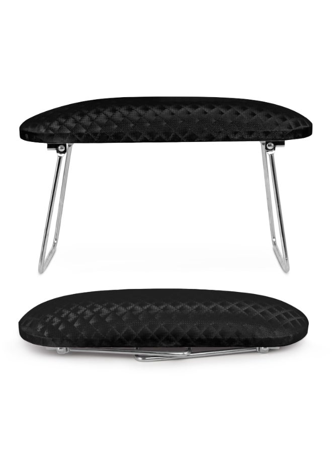 krofaue Nail Arm Rest Cushion Professional Hand Rest for Nails Tech Black Microfiber Leather Nail Rest Stand for Acrylic Nails Folding Hand Holder for Nails Pedicure Salon Home Use - Image 2