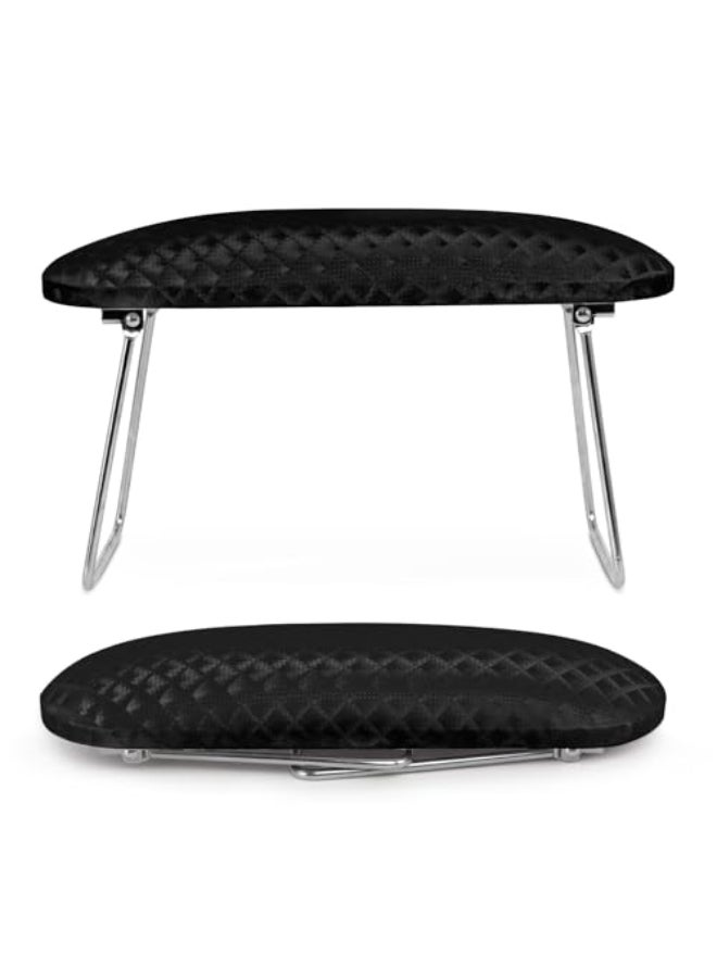 krofaue Nail Arm Rest Cushion Professional Hand Rest for Nails Tech Black Microfiber Leather Nail Rest Stand for Acrylic Nails Folding Hand Holder for Nails Pedicure Salon Home Use - Image 1