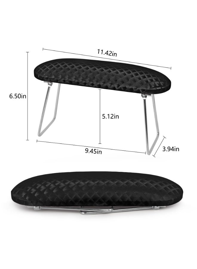 krofaue Nail Arm Rest Cushion Professional Hand Rest for Nails Tech Black Microfiber Leather Nail Rest Stand for Acrylic Nails Folding Hand Holder for Nails Pedicure Salon Home Use - Image 4